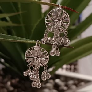 1920's ART DECO Sterling Silver Ball Dangle Chandelier Style Earring